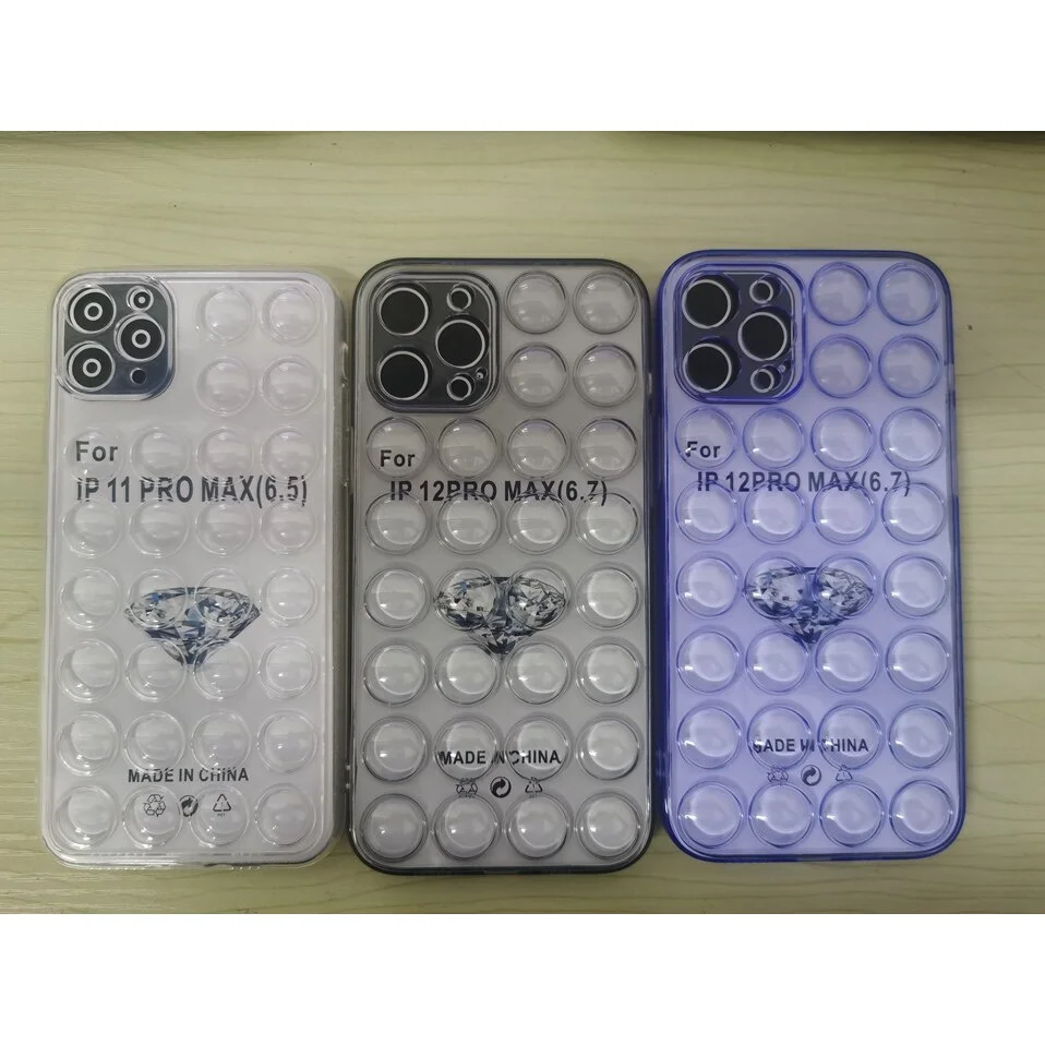 

Relive Stress Phone Case For iPhone 11 12 Pro Max X XR XS 7 8 Plus Transparent Toys Push Bubble Soft Silicone Back Cover