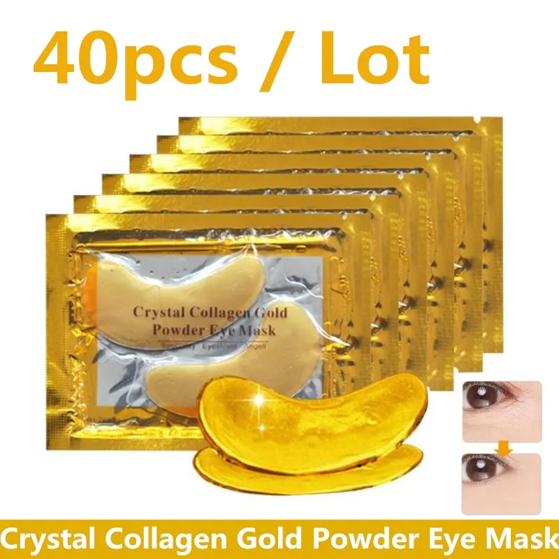 

40p=20pairs Crystal Collagen Gold Powder Eye Mask Anti-Aging Dark Circles Acne Beauty Patches For Eye Skin Care Korean Cosmetics