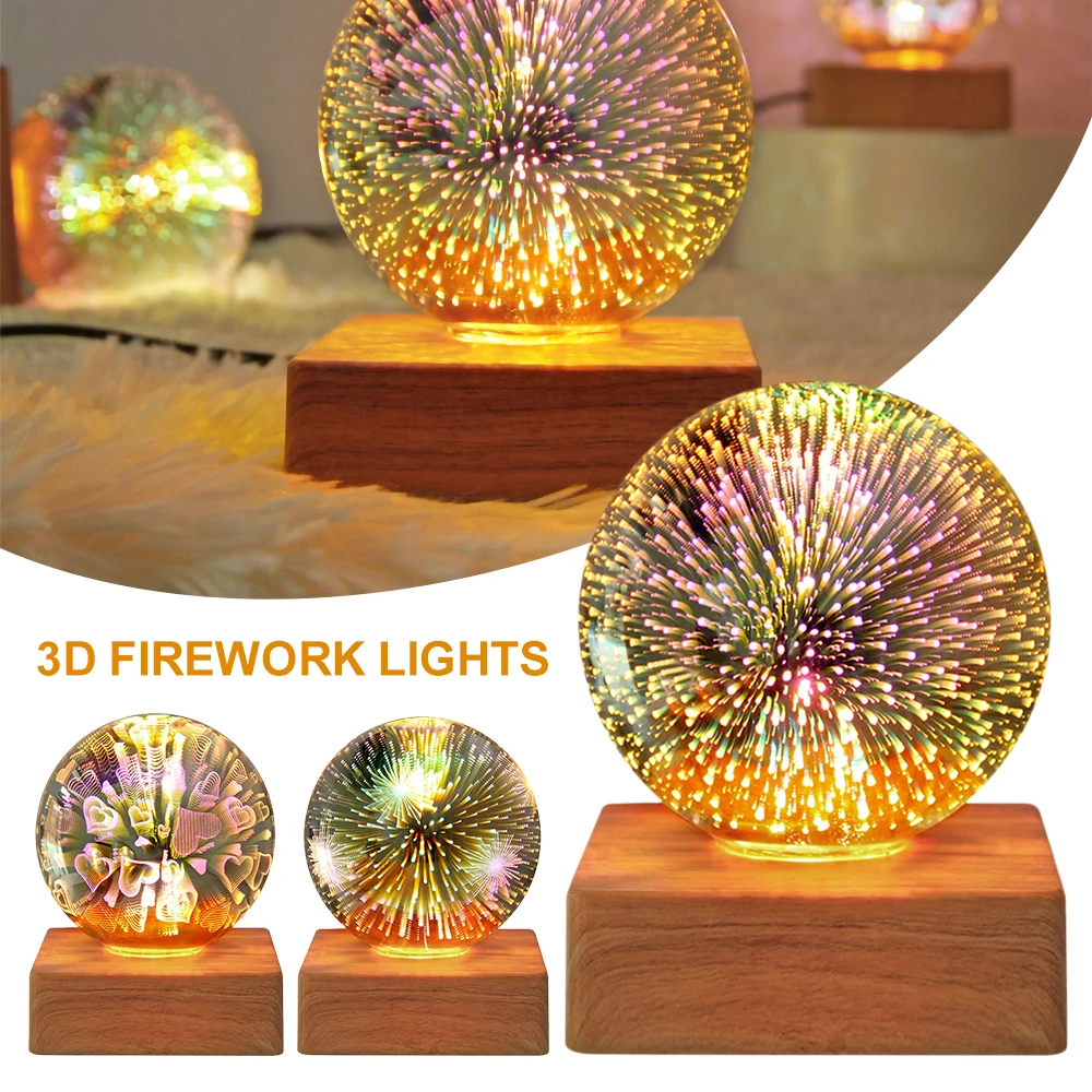 

LED Colorful Atmosphere Light 3D Starry Sky/Heart Shape/Fireworks Decoration Light Bedroom Bedside Lamp USB Plug Night Light