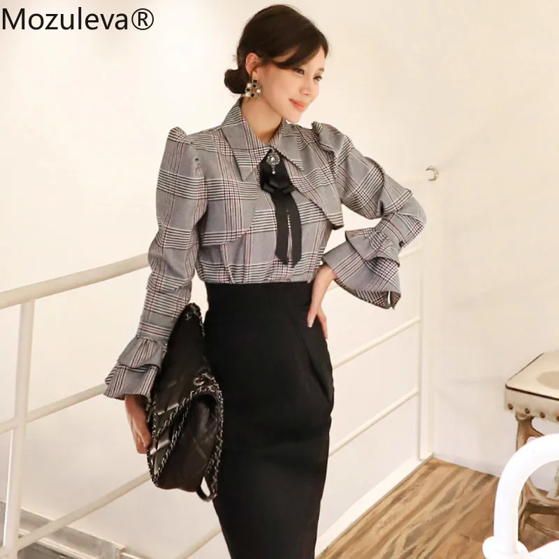 Mozuleva новые женские офисные комплект из двух предметов Весенняя женская плед с