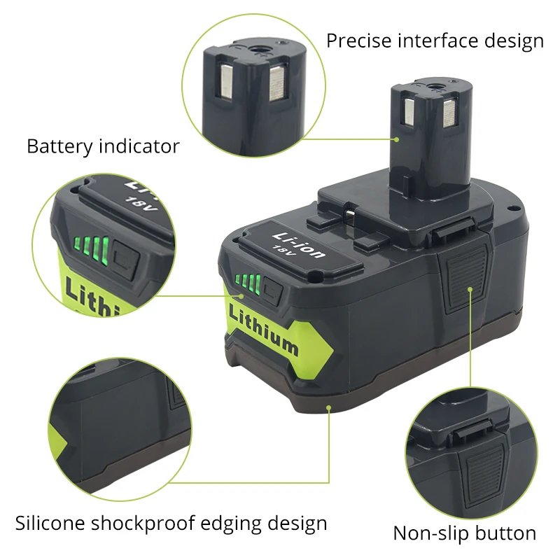 18 в 6,0 Ач для Ryobi RB18L50 ONE+ литий-ионный Батарея P108 RB18L40 RB18L25 RB18L15 P107 P122 P104 P105 с Светодиодный индикатор
