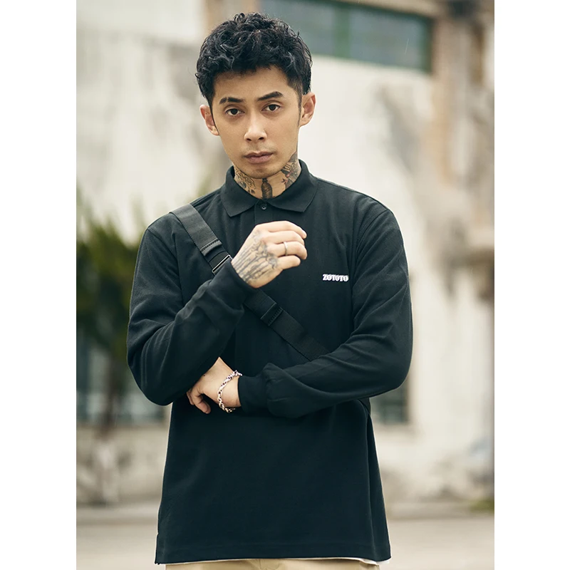 

Рубашка-поло DB60SH мужская с длинным рукавом, повседневная Модная хлопковая уличная одежда, свободного покроя, в Корейском стиле