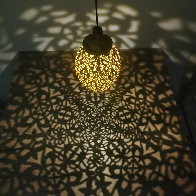 Светодиодный марокканский подвесной фонарь на солнечной батарее Ретро лампа с