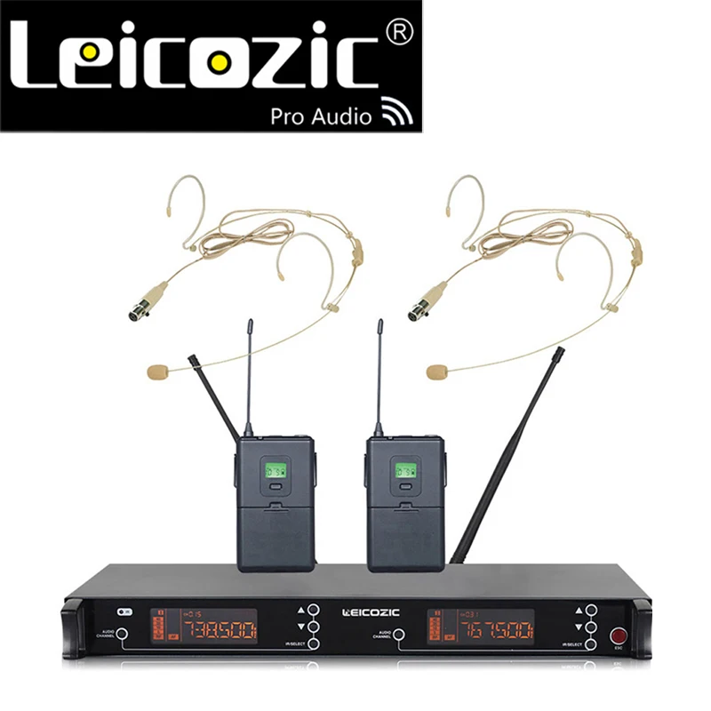 Leicozic LC 39 беспроводной микрофон гарнитура система PLL двойная uhf 615 655 Mhz капсульный