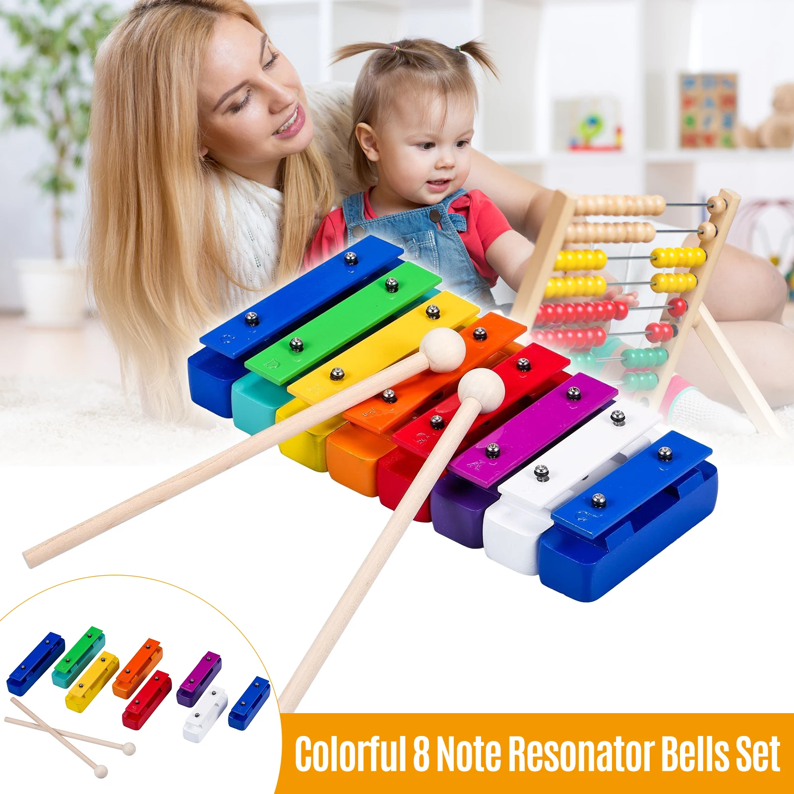 Цветные 8 ми NoteGlockenspiel ксилофон цветные колокольчики комплект перкуссионные