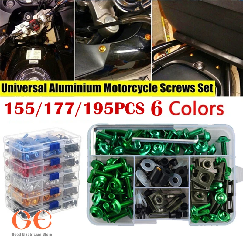 

155/195/177x Aluminium Motorcycle Screws Set Black Fairing Bumpers Panel Bolts Kit Fastener Clips Screw round head screw screws