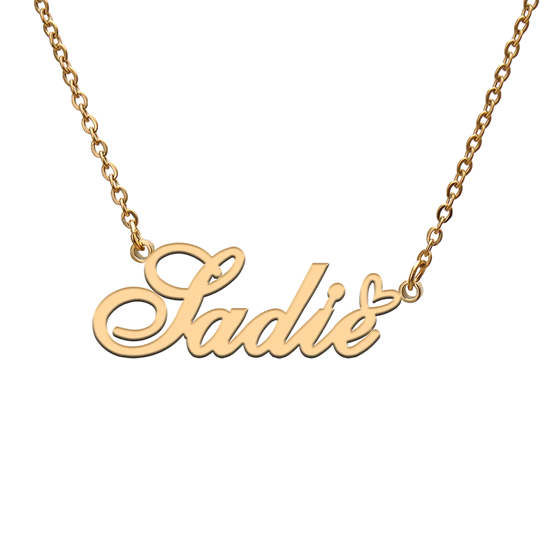 

God with Love Heart Personalized Character Necklace with Name Sadie for Best Friend Jewelry Gift