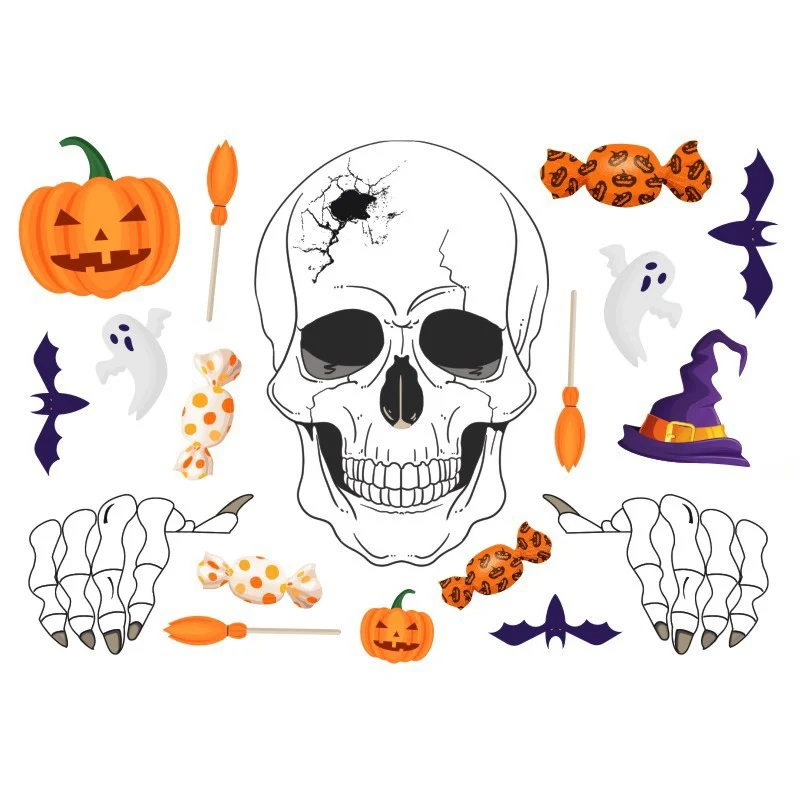 Хэллоуин Декор окна Стикеры граффити Череп Бат Ghost стены s для дома 31 см * 21 5