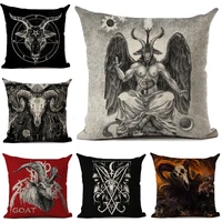 devil goat satan cushion cover horror pattern sofa throw pillows living room halloween decorative pillowcase 45x45cm