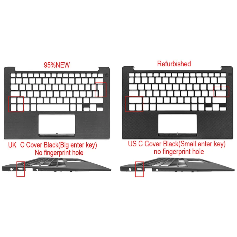 

95NEW Refurbished Laptop Palmrest Upper Case US UK Version Keyboard Bezel For DELL XPS13 9350 9360 P54G 043WXK 0PHF36 0NXHVX