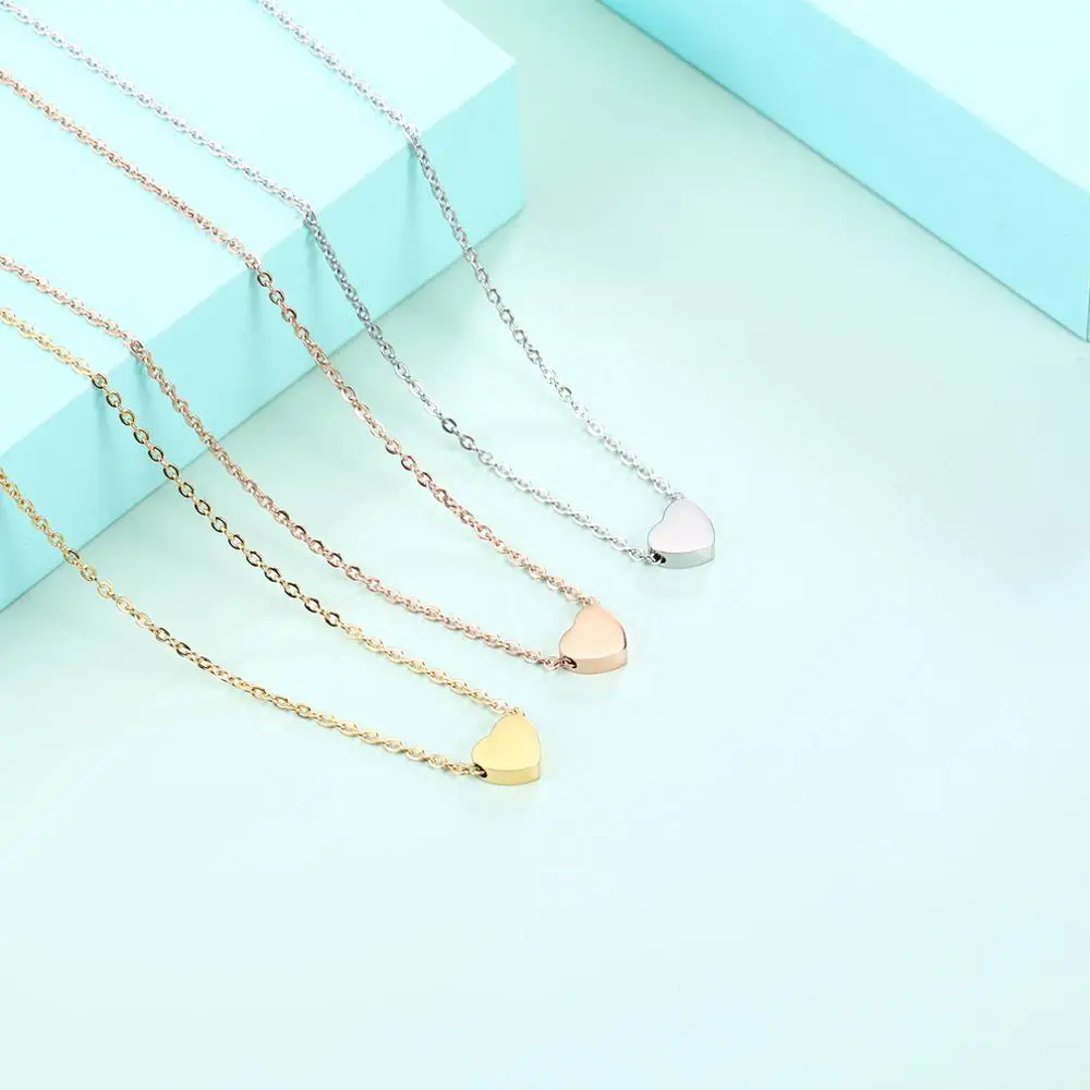 Простой трендовый Сердце ожерелье длиной до ключиц с подвесками маленькое