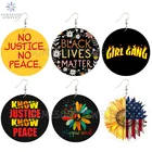 SOMESOOR мир справедливость душа напечатанные деревянные висячие серьги черные жизни материя девушка Группа Американский подсолнух Дизайн Висячие ювелирные изделия