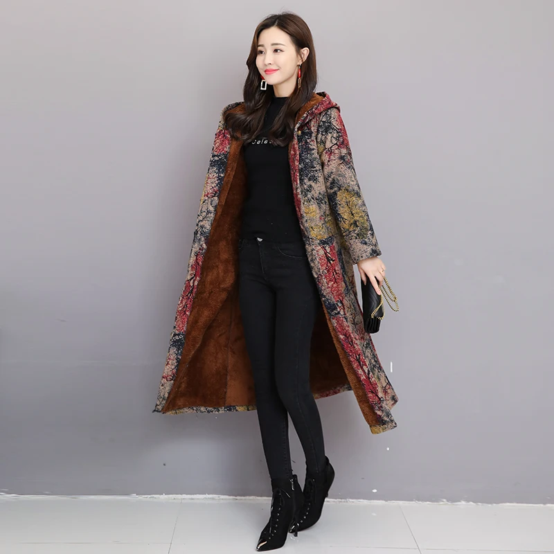 Женская ветровка в стиле ретро длинная хлопковая куртка с капюшоном и застежкой