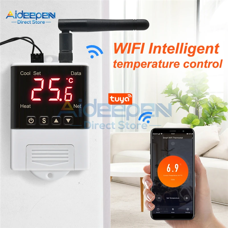 

DTC2201 DTC1201 AC 110V 220V LED Digital WiFi Temperature Controller Thermostat DS18B20/NTC Sensor APP Control for Smart Home