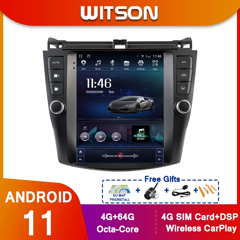 

WITSON Android 11 вертикальный экран Автомобильный мультимедийный tesla GPS-навигатор радио плеер для 2003-2007 Honda ACCORD 7