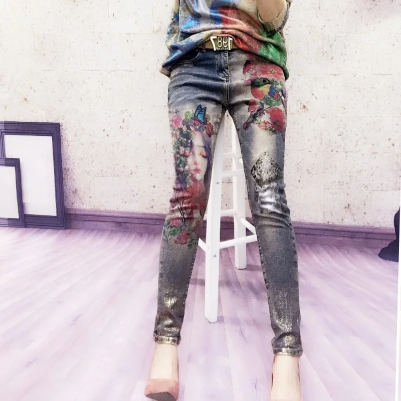 Новинка 2019 года Лидер продаж модные облегающие женские рваные джинсы с бронзовым