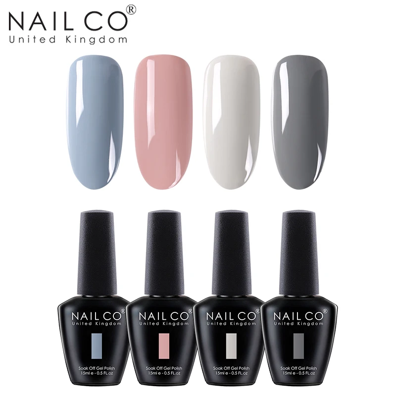 

NAILCO 4pcs 15ml Nail Gel Polish DIY Nail Art Laquer LED Gel Nail Polish Glitter Soak Off Semi Permanant Gellck For Wife Present