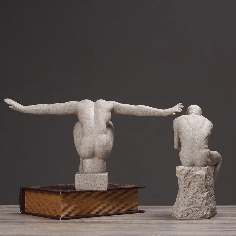 

Retro Auguste Rodin The Thinker Bust Statue Character Plaster Desktop Decoration Office Resin Craftwork 1650482