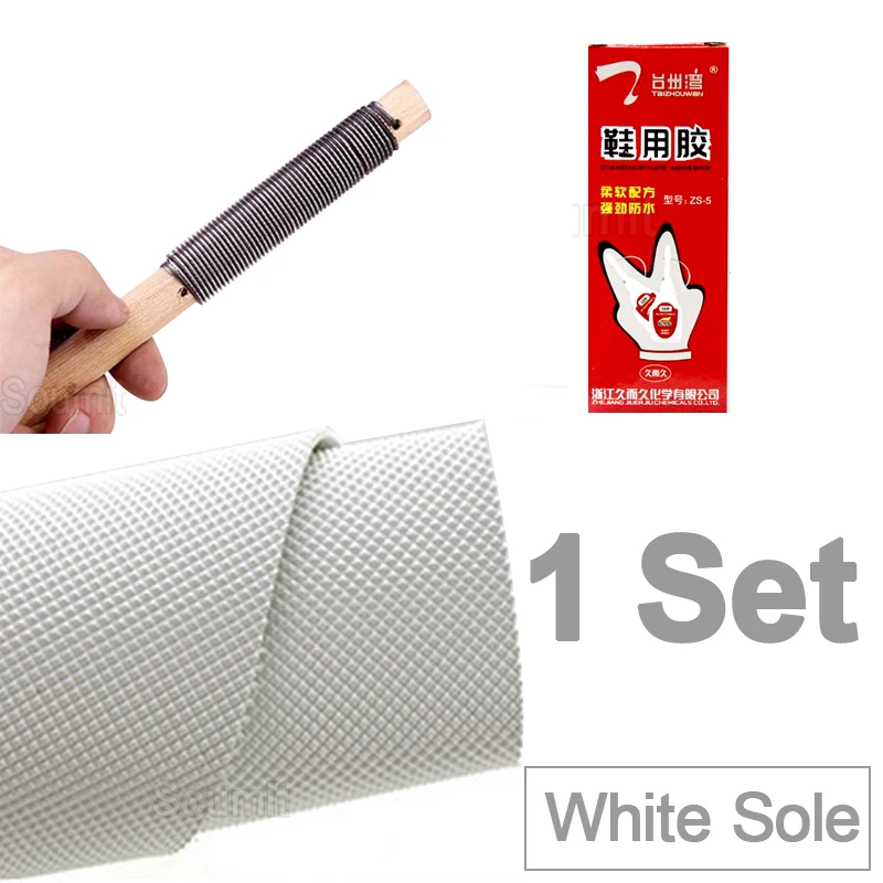 Repair Shoe Sole Tool for Rubber Full Sole 3pcs Kit Anti Slip Outsoles Patches +1 Glue +1 Sole File Knife Shoe Accessories Set