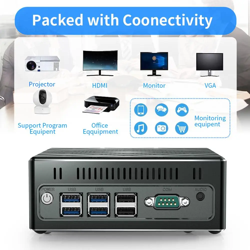

Intel Core i5 5257U Mini PC Fanless Gaming Computer with Windows 10 Dual Lan support Triple display