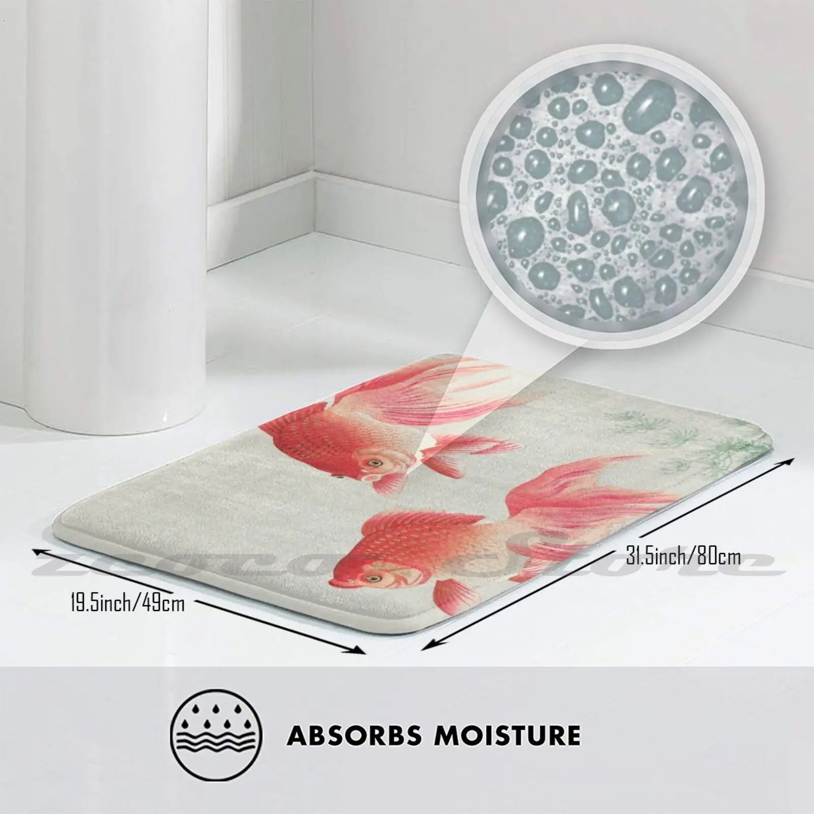 Two Goldfish ( 1926 ) By Ohara Koson Carpet Water Absorb Non-Slip Soft Door Mat Fish |