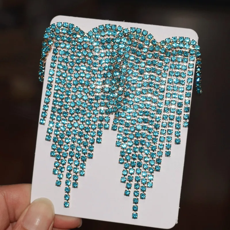 Женские серьги подвески в форме сердца красные блестящие стразы модные