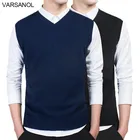 Varsanol брендовая одежда, пуловер, свитер, мужской осенний облегающий жилет с V-образным вырезом, свитеры, мужской теплый свитер без рукавов, хлопковая повседневная одежда