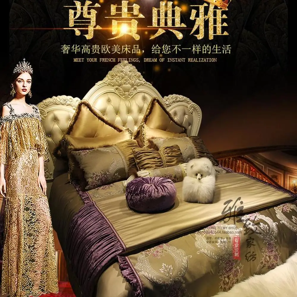 

Vintage European Duvet Cover Bed Skirt Pillow Bed Towel Twelve-Piece Suit Luxurious Bedroom Bedding Kit Bedspreads Coverlets
