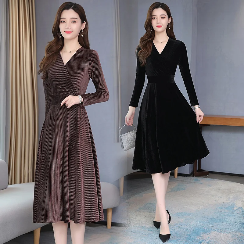 

Женское облегающее платье средней длины, платье с V-образным вырезом и контролируемым поясом, весна 2021