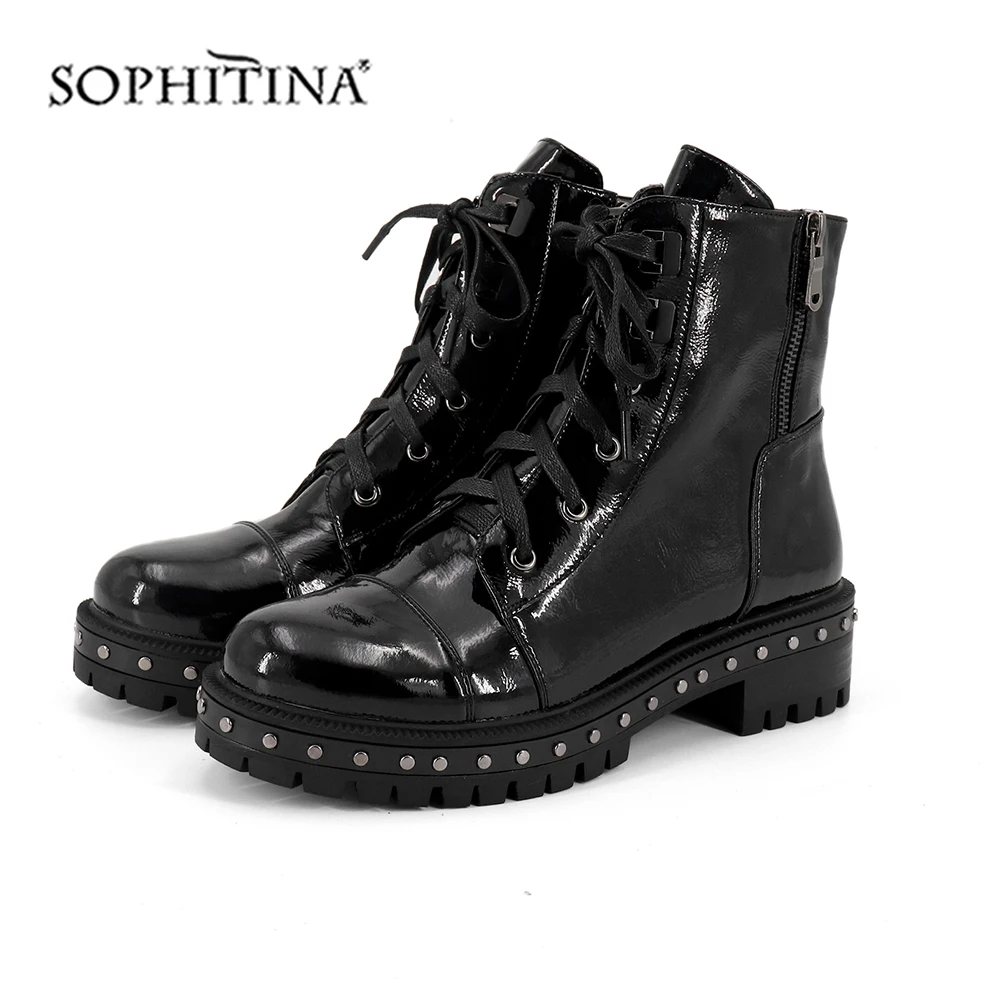 SOPHITINA/Удобные однотонные ботинки Модная дизайнерская обувь из коровьей кожи на