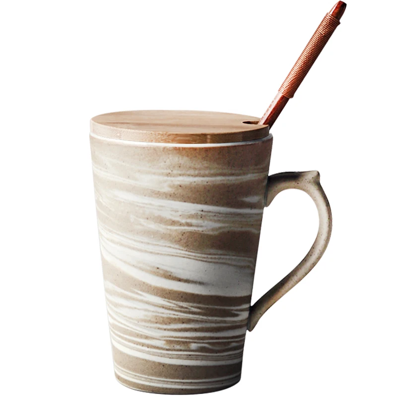 Japanese Style Simple Mug Couple with Lid Cup Coffee Stoneware Personalized Have A Nice Day MK666 | Дом и сад