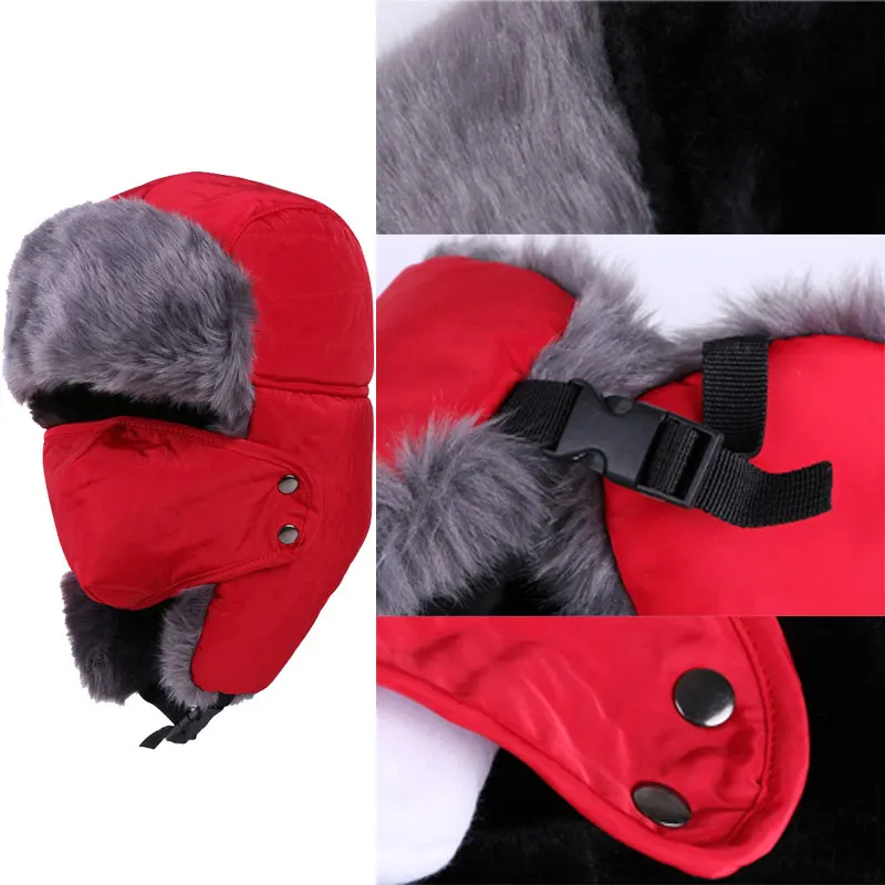

New Winter Faux Fur Hats Outdoor Windproof Thick Warm Snow Women Men Cap Face Mask Cycling Caps LXH
