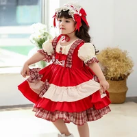baby girls spanish dress kids lolita princess red vintage dresses toddler birthday party ball af009