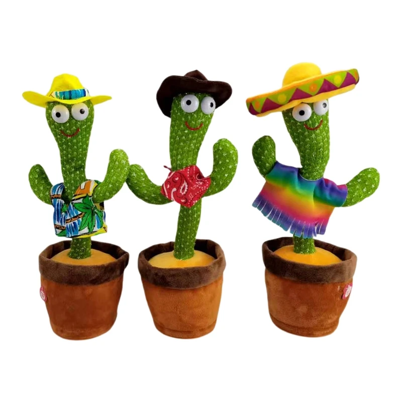 

120 Songs Electronic Light Dancing Cactus Plush Plant Toy for Children's Day