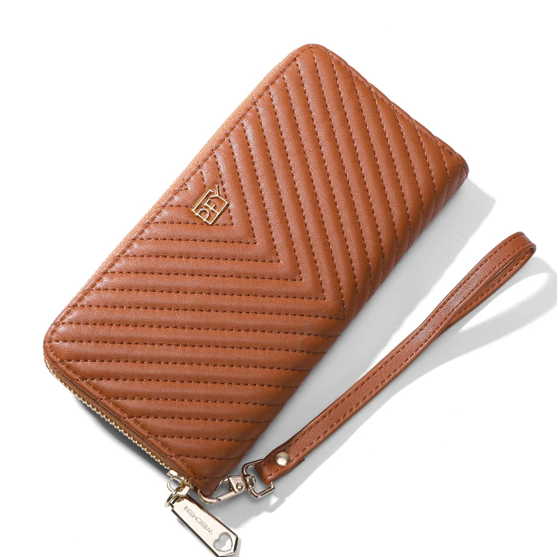 Женский дизайнерский кошелек WEICHEN длинный вместительный клатч с ремешком на руку