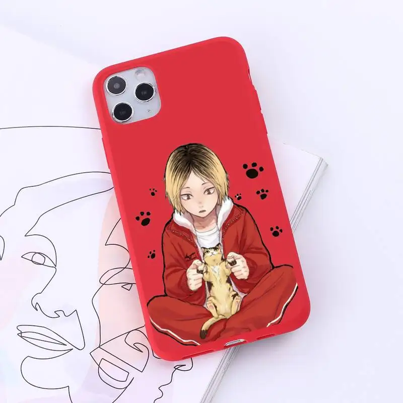 

Kenma Kozume Haikyuu Phone Case Red Candy Color for iPhone 6 7 8 11 12 s mini pro X XS XR MAX Plus