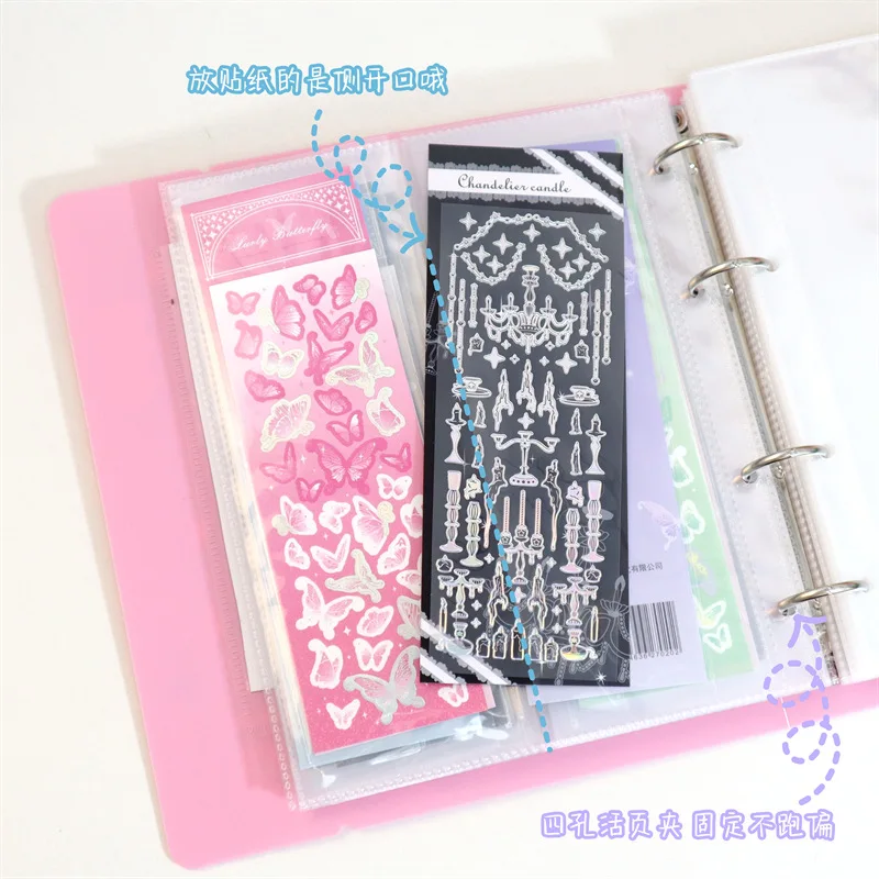 

Cute Love Heart Binder Sticker Storage Volumes Filing Products Insert Spiral Booklet Folder Idol Card Deco Stickers Storage Book