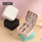 XINSOM мини-чехол для хранения искусственной кожи для девочек, портативный органайзер из искусственной кожи для сережек, колец, ожерелий, украшений
