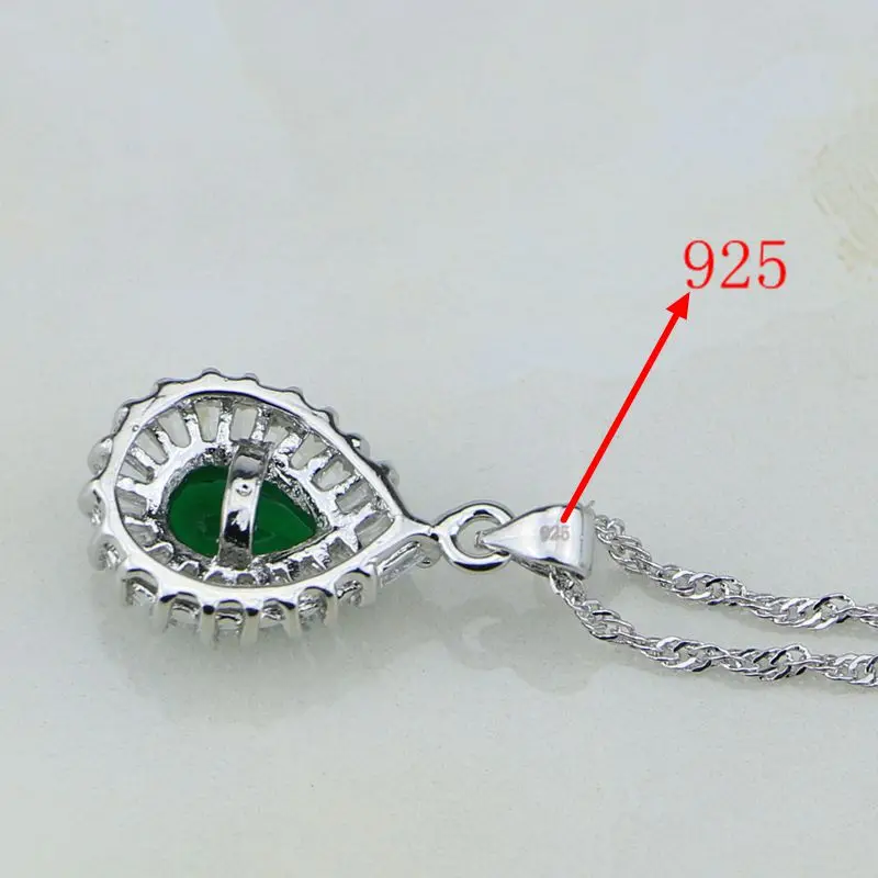 Женский комплект украшений из серебра 925 пробы с натуральным зеленым Изумрудным