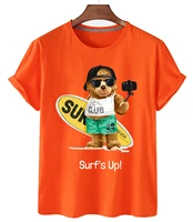 100 cotton surfing selfie bear print short sleeved t shirt female half sleeved summer casual oversized t shirt ladies shirt 4xl