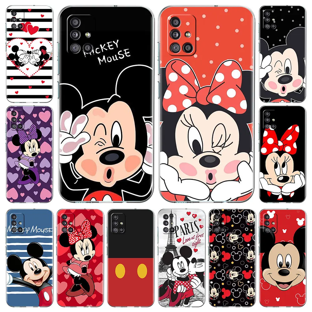 

Clear Case for Samsung Galaxy A52 A51 A12 A32 A72 A21s A71 A31 A02s Luxury Transparent Soft Cover Disney Cute Mickey Mouse