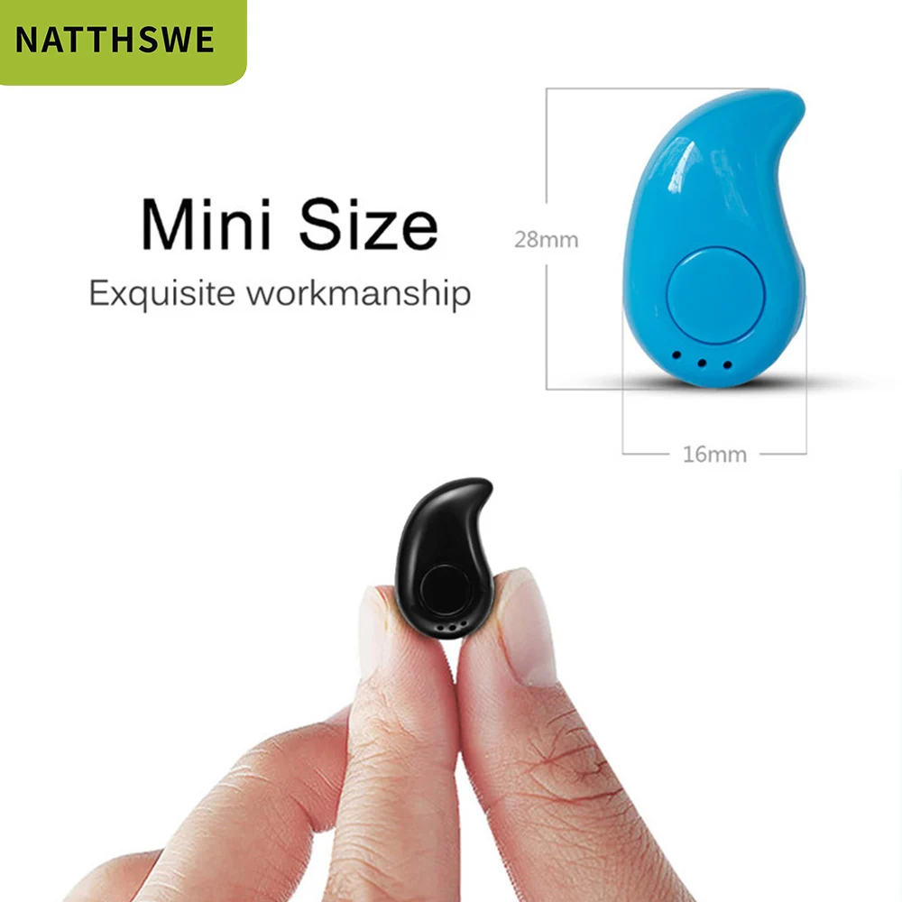 NATTHSWE мини беспроводные Bluetooth наушники вкладыши Спорт с микрофоном гарнитура для