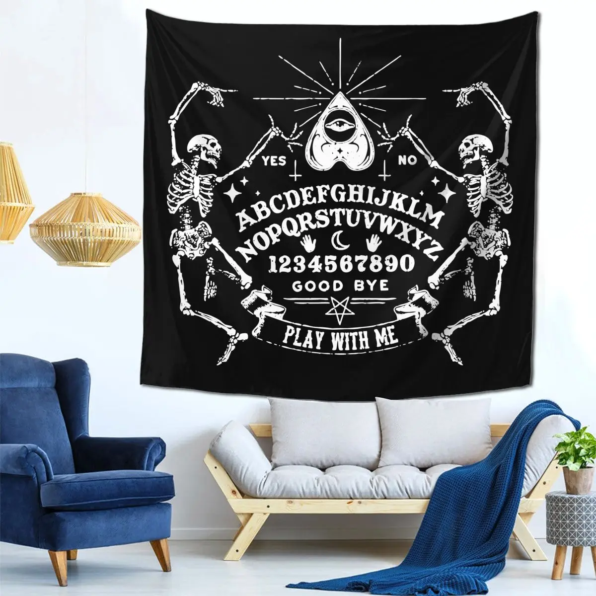 

Play With Me Ouija Board Tapestry Wall Hanging Painting Polyester Witchcraft Tapestry Home Decor Wall Decor Cool
