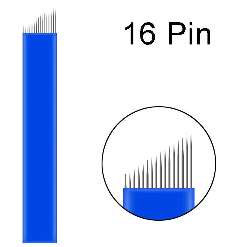 500 шт 18 Pin u-образные иглы для татуировки перманентный макияж бровей вышивка лезвия для 3D микроблейдинг ручная Татуировка ручка - Габаритные размеры: 16pin