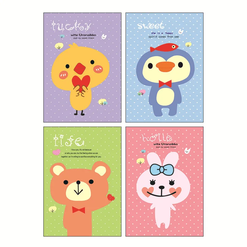 4 шт./компл. Kawaii notebook мини дневник для детей школьная запись 40 страниц подарки
