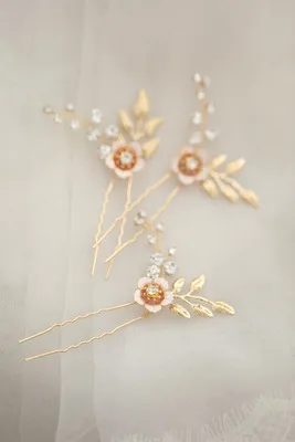 Ручной работы сусальное золото свадебные заколки для волос с цветочным узором