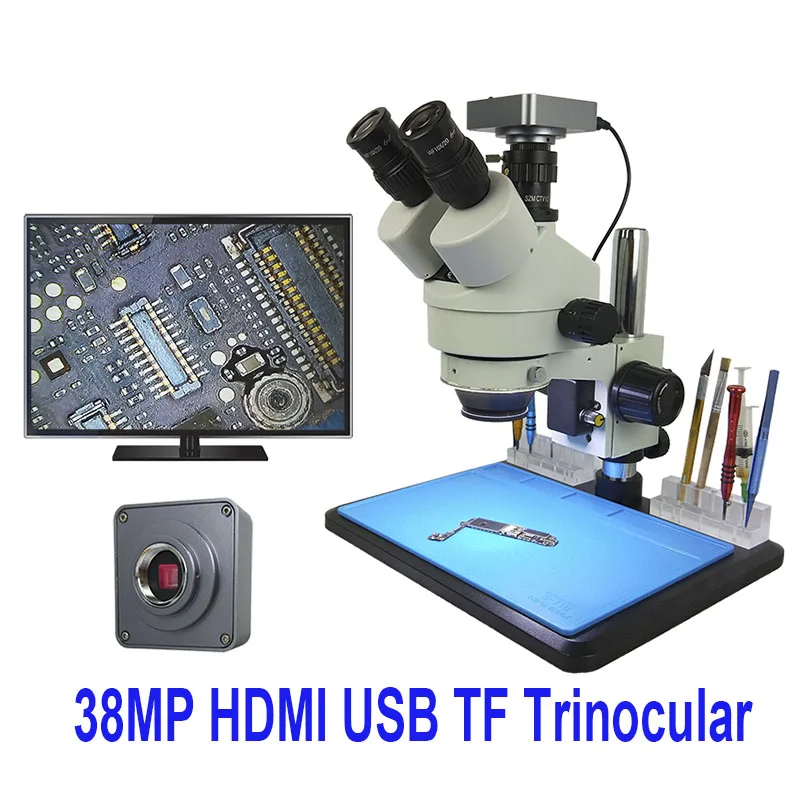 Ефикс 38MP 7 45X Тринокулярный бинокулярный стерео Continus цифровой USB микроскоп камеры