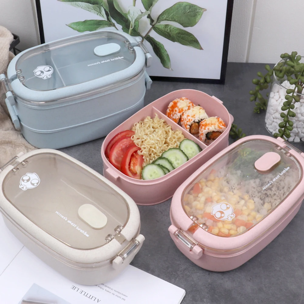

Bento Box Portable Healthy Material Lunch Box2Layer Wheat Straw Bento Boxes Microwave Dinnerware Food Storage Container Foodbox