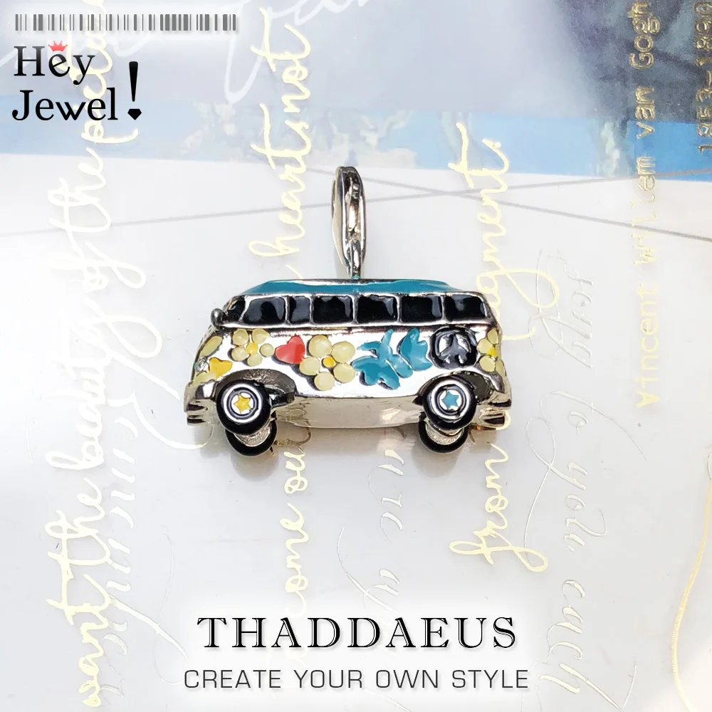 

Pendant Peace Bus Colorful,2020 Brand New Fashion Jewelry Europe Style Bijoux 925 Sterling Silver Trendy Gift For Woman Men