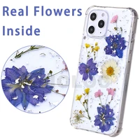 for iphone xr 12 pro max 11 case real dried flower phone case clear soft shockproof cute women girls cover pressed dry floral